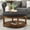 Charcoal Round Ottoman, variant on ODUWA Coffee Table Ottoman with Storage Shelf, Tufted Upholstered Footrest Stool, Solid Wood Base Accent Table for Living Room