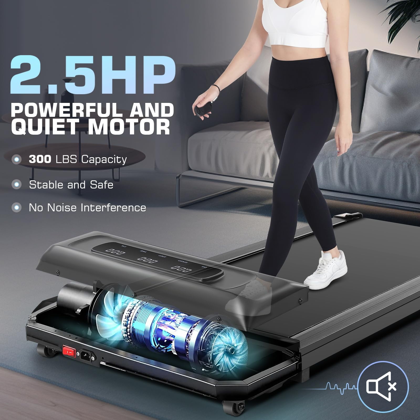 KRISRATE Walking Treadmills for Home, Walking Pad Treadmill with App & Remote Control, Slim & Portable
