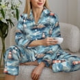 thumbnail image 5 of KLL Sea Marine And Lighthouse Print Women's Long Sleeve Pajamas with Pants Sleepwear Loungewear 2 Set-Small, 5 of 7