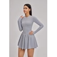 thumbnail image 5 of PISONIC Women Tennis Dress Long Sleeve Athletic Outfit with Built in Shorts Mini Golf Workout Dress with Pockets, 5 of 8