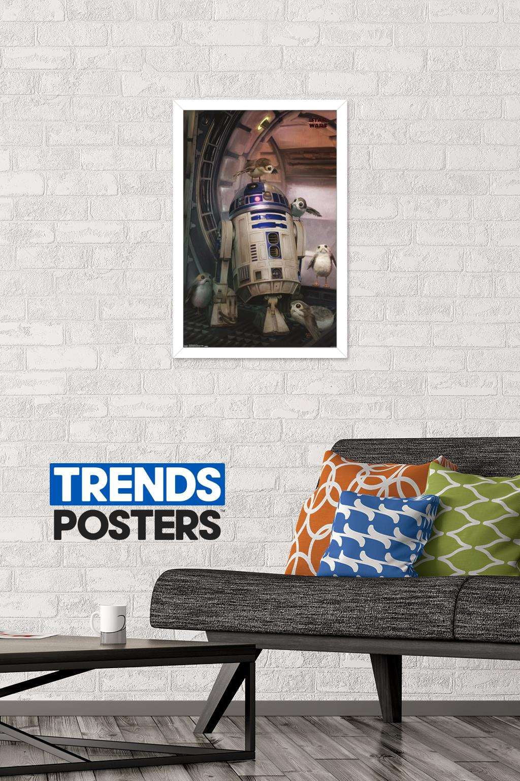 Star Wars: The Last Jedi - Droid And Porg Wall Poster, 14.725" x 22.375", Framed