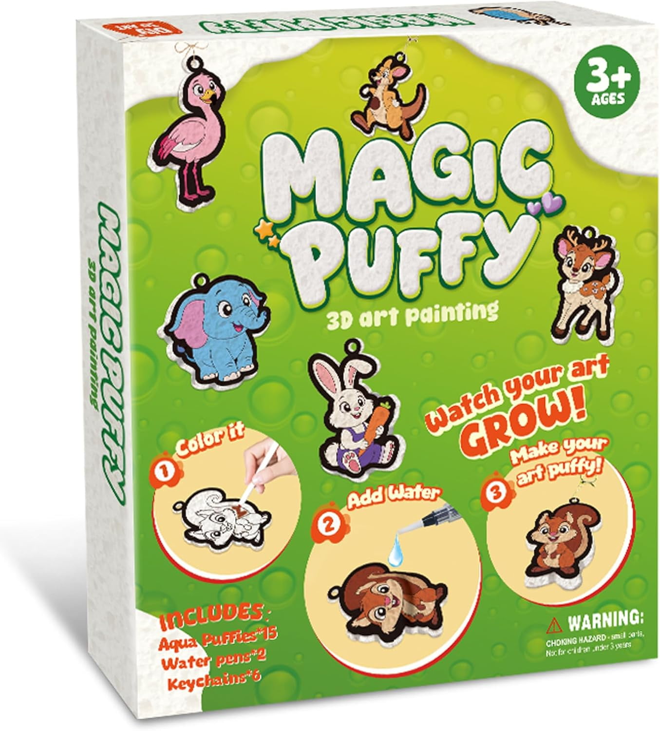 Anmrize Magic Foam Texture Painting Kit - 3D Art Craft Aqua Puffs Paint Kit, 15 Mess-Free Paint by Number Craft for DIY-Style A