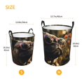 thumbnail image 3 of Balery Pug Wearing Sunglasses Flowers Cesta de ropa redonda con asas, impermeable, independiente, para ropa, juguetes, dormitorio y familia-Small, 3 of 6