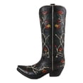 thumbnail image 3 of Rustic Western Black Tooled Leather Cowboy Boot With Rose Vines Vase Figurine, 3 of 6