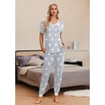 thumbnail image 4 of Ekouaer Pajamas for Women Set 2 Piece Lounge Set Short Sleeve Pjs Joggers Long Pants Sleepwear with Pockets, 4 of 6