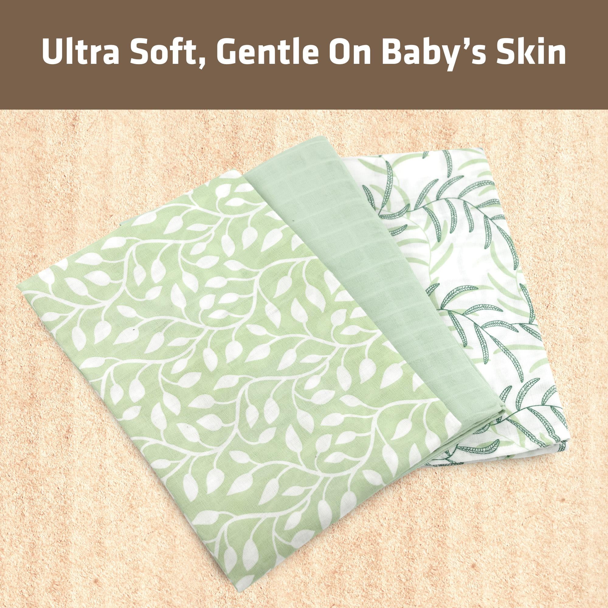 Muslin Swaddle Blankets for Newborn, 3 Pack Receiving Blanket, Muslin Blanket Swaddles Wrap for Boys Girls, Baby Essentials, 47x47 Inches Large Size, 100% Cotton