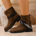thumbnail image 6 of Viluyesy Womens Mid-Calf Boots, Round Toe Low Heels Pull-On 2025 British Style Cowgirl Boots Brown US7, 6 of 9