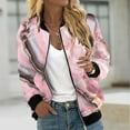 thumbnail image 7 of Womens Fashion Bomber Jacket Casual Floral Print Lightweight Jackets Full Zip Coats with Pocket Fall Stand Collar Short Outwear Tops (Pink L), 7 of 7