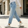 thumbnail image 6 of Karymi Jeans for Women Vintage Loose Straight, High Waist Denim Long Pants, Roll Cuff Wide Leg Trousers with Pockets, 6 of 6