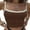 Brown, variant on LMLYSoH Women´s Crop Cami Tops, Spaghetti Strap Square Neck Contrast Color Slim Fit Camisole