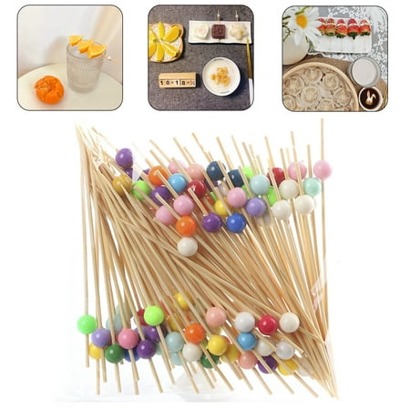 

Yesbay 100Pcs Fruit Picks All Match Relieve Boredom Wood Adding Vitality Beads Food Picks Household Supplies