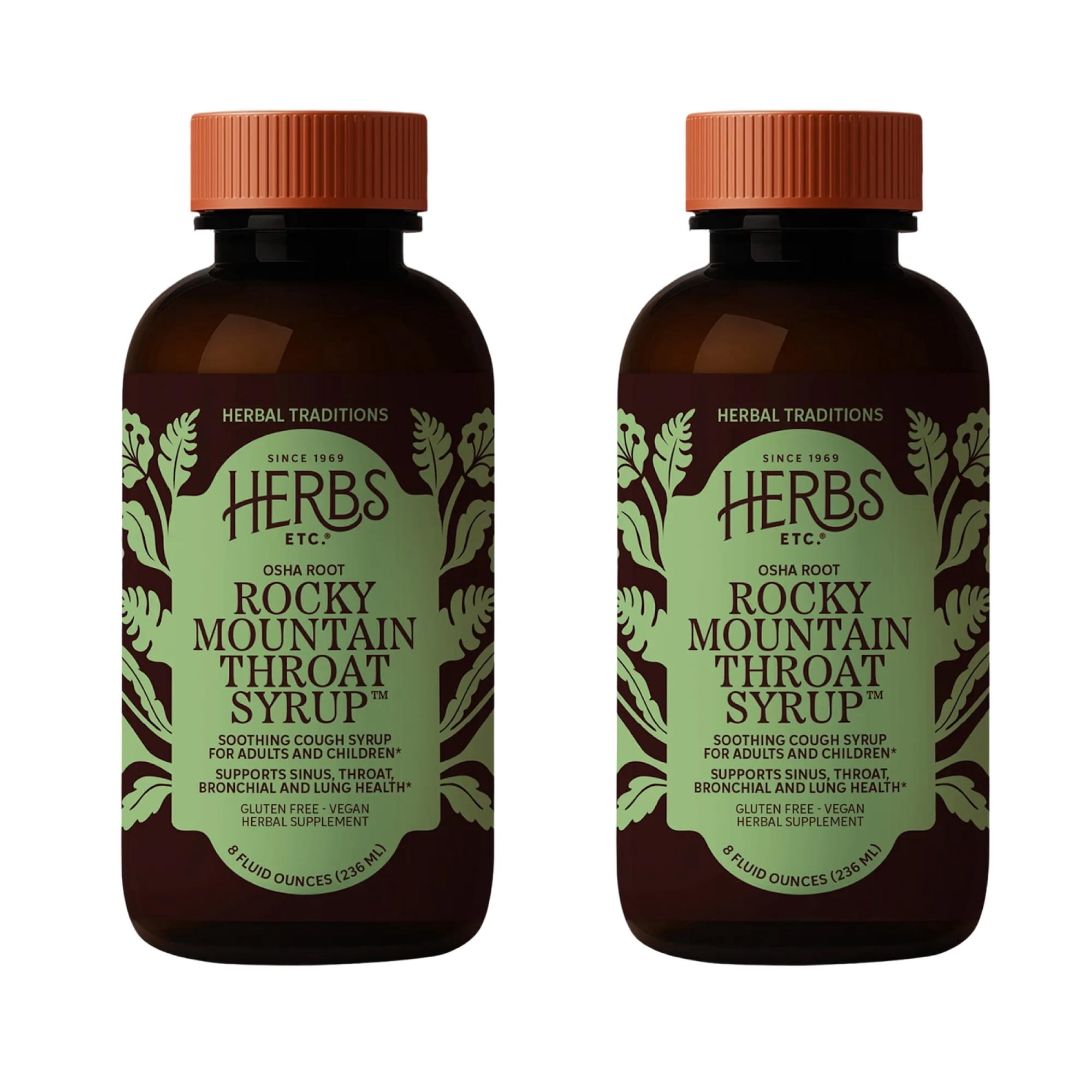 Herbs, Etc. Rocky Mountain Throat Syrup, Vegan, Gluten-free, 8 fl oz (2 Pack)