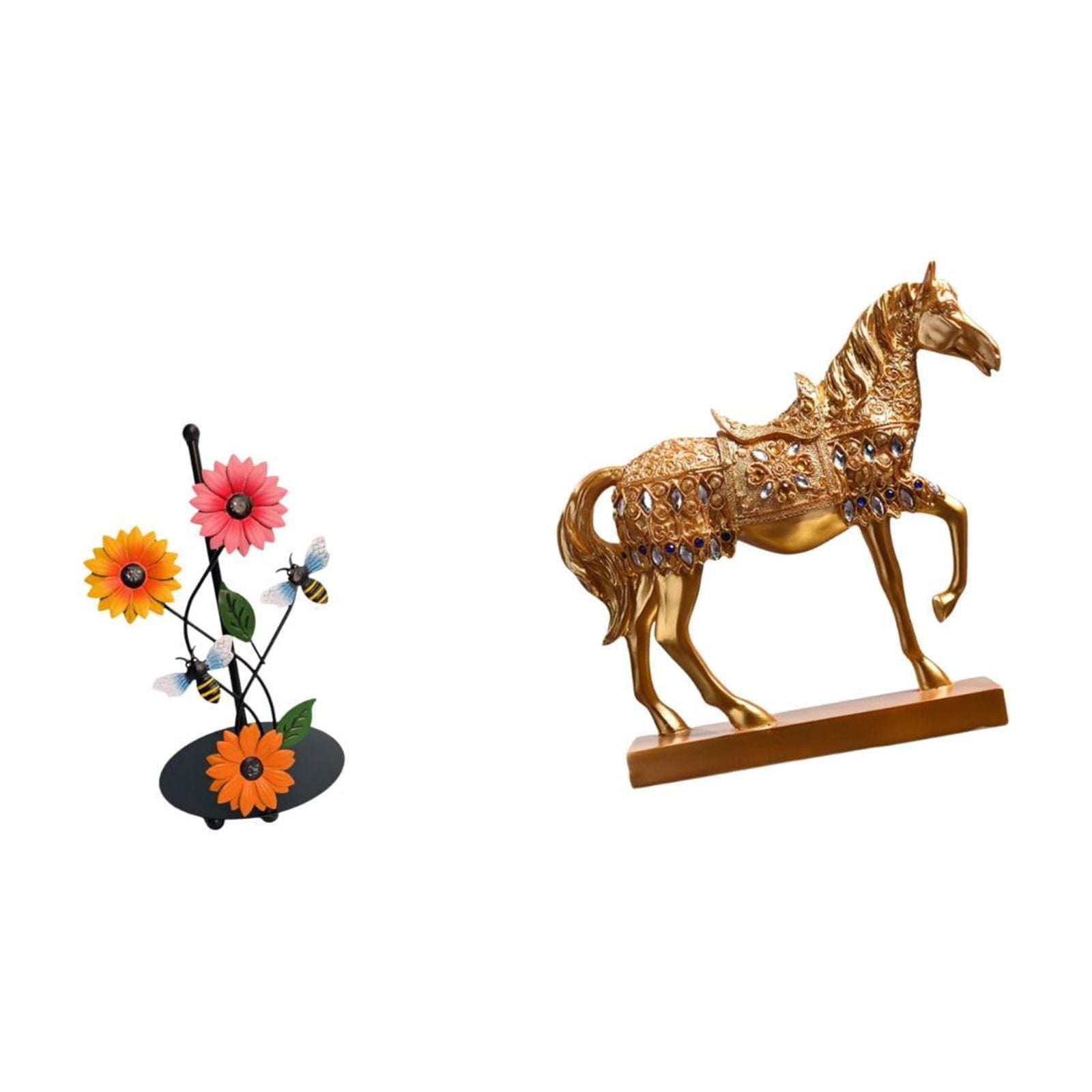Fiocias Horse Paper Towel Holder Dispenser Non Slip Vertical Tissue Holder Rack Figurine Decoration Animal Sculpture Engraved Resin Figurines for Home Office