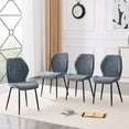 thumbnail image 4 of Dining Chairs Set of 4 Smog Blue Fabric Metal Black 33.3" for Kitchen Office, 4 of 8