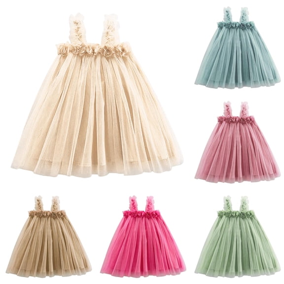 Toddler Girl Dress Sleeveless Mesh Layer Trendy Lovely Elegant Mesh Tulle for Party Dress Set