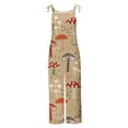 thumbnail image 4 of QATAINLAV Women's Casual Adjustable Strap Jumpsuits with Pockets Summer Lightweight Linen Bib Overalls Mushroom Print Hippie Romper Wide Leg One Piece Pants Mothers Day Gifts Brown XXL, 4 of 6