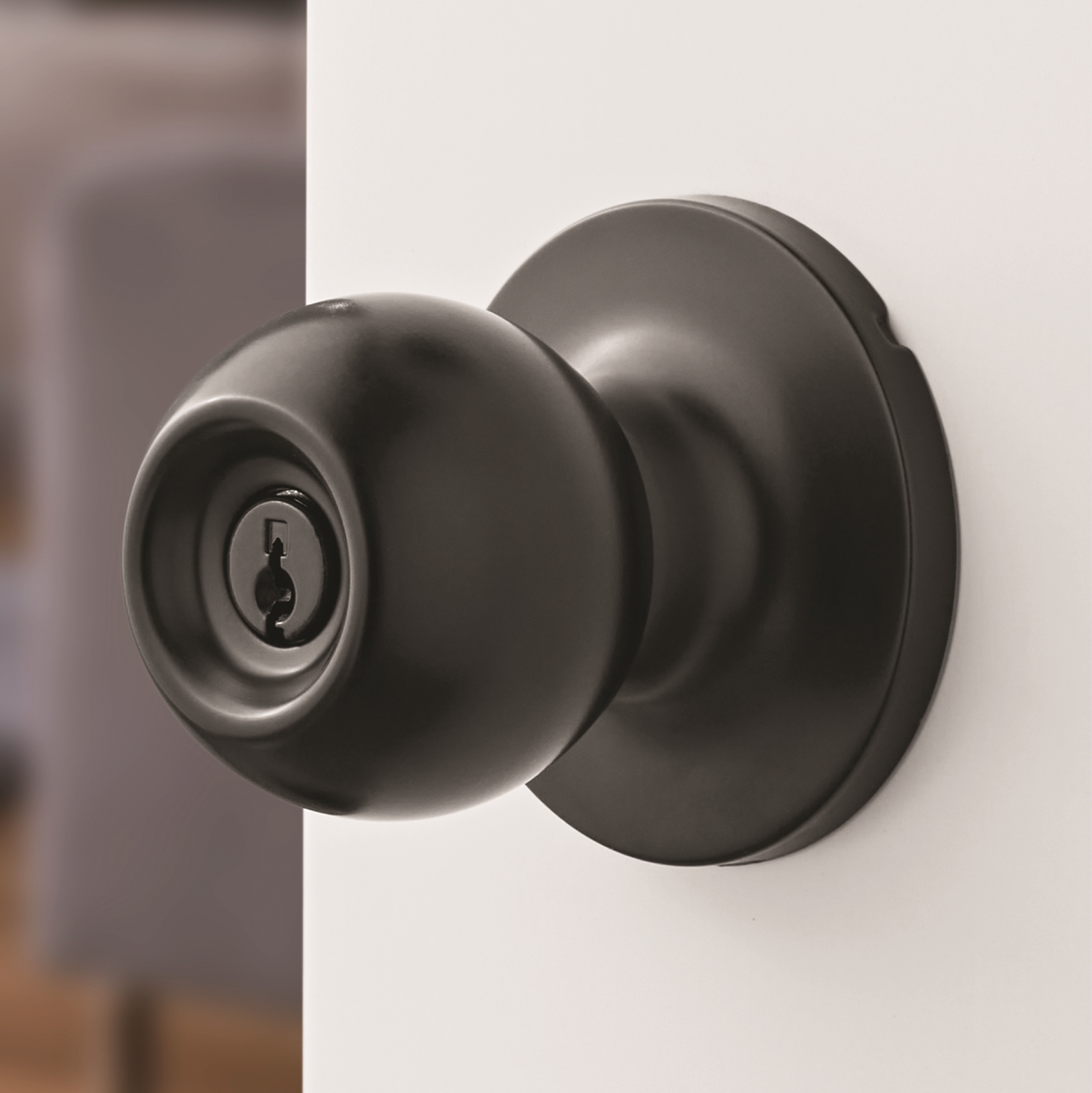 Hyper Tough Keyed Entry Ball Locking Doorknob Matte Black Finish