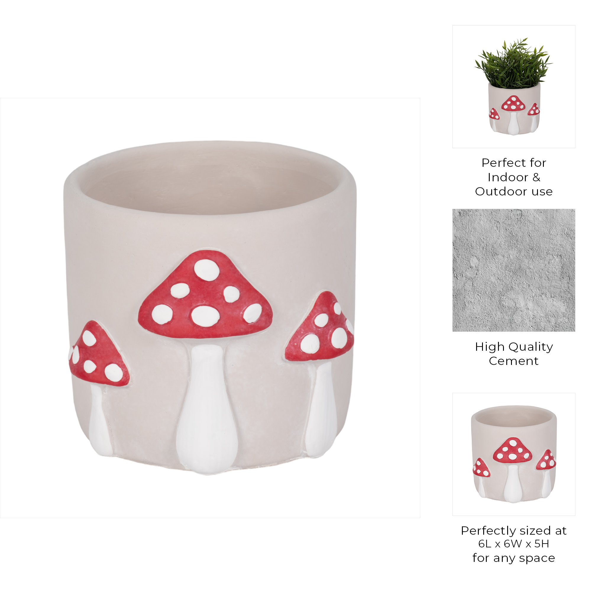 Decorative Flower Pots with Mushroom Design for Home Decor - Modern Planters for Outdoor and Indoor Plant Styling - Pottery Plant Pots for Garden, Living Room, and House Display - 5", Red