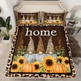 thumbnail image 2 of Manfei Kawaii Fall Gnome Full Size Sheets, Brown Leopard Cheetah Print Bed Sheets, Autumn Sunflower Sheet Sets, Microfiber Bedroom Decor, 4pcs, 2 of 7