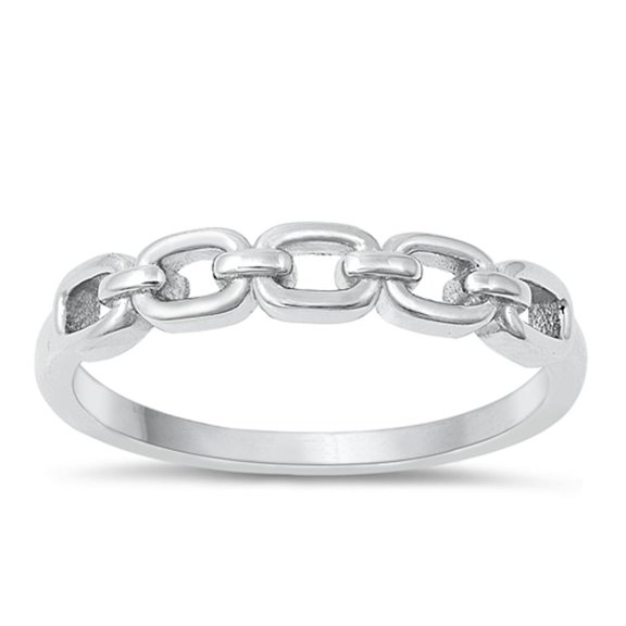 Chic Chain Link Ring .925 Sterling Silver Stacking Band Jewelry Female Male Unisex Size 6