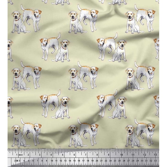 Soimoi Georgette Viscose Fabric Labrador Dog Print Fabric by Yard 42 Inch Wide