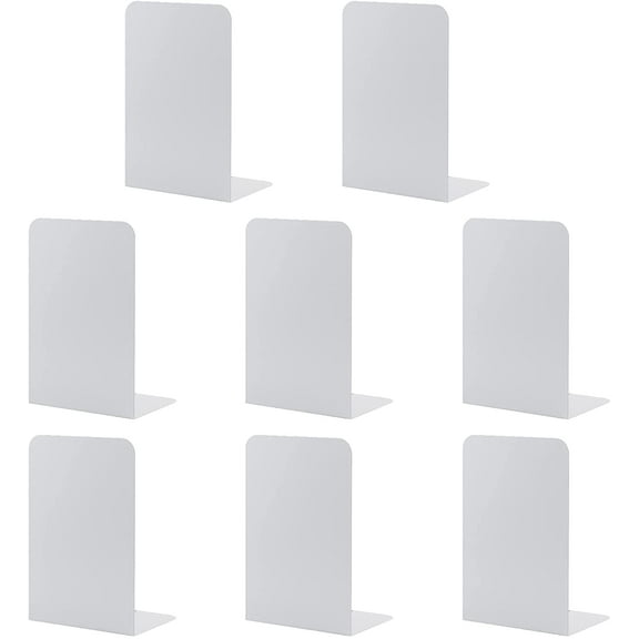 MSDADA Bookends Metal Book Ends Supports White(4 Pairs)