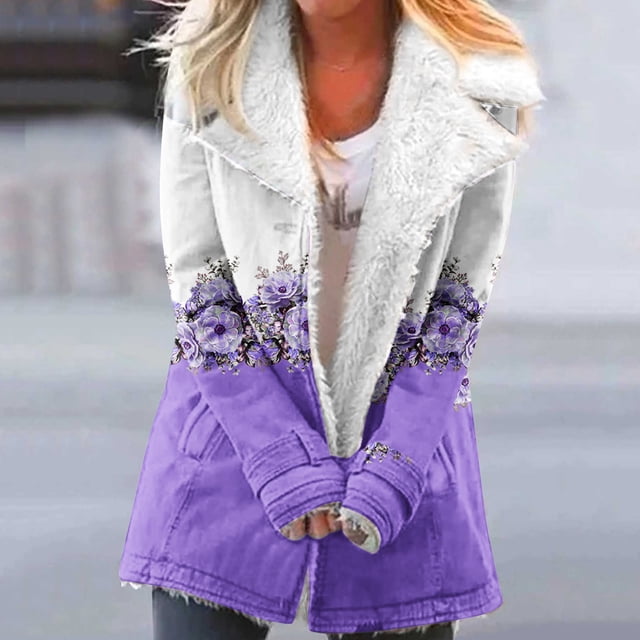 LSLJS Women's Fashion Long Sleeve Pocket Plush Button Coat