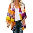 thumbnail image 2 of Fall Saving Clearance AXXD Pool Cover Ups for Women Kimono Cover up Floral Print Puff Sleeve Kimono Loose Chiffon Long Cover Up, 2 of 5