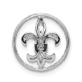 thumbnail image 3 of Auriga Fine Jewelry 14K White Gold .01ct. Diamond Fleur De Lis Chain Slide Pendant for Women, 3 of 6