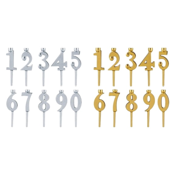20pcs Reusable Number Birthday Candle Holder Set, Metal Number Candle Holders for Birthday Cakes, Digital Cake Topper Decorations for Birthdays Party Anniversaries Celebrations