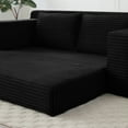 thumbnail image 6 of Miniyam Cloud Loveseat Sofa, 2 in 1 Convertible Folding Couch Bed, No Assembly Compressed Corduroy Floor Lounge Sofa for Apartment Office, Black, 6 of 10
