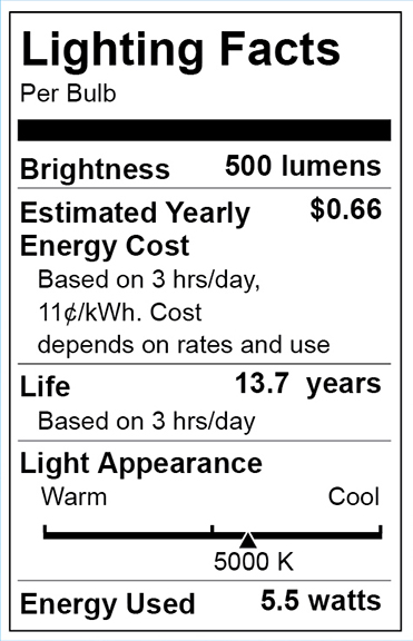 Great Value LED Light Bulb, 5.5 W, 60 W Equivalent, B10 Decorative Bulb, E12 Candelabra Base, Dimmable, Daylight, 12-Pack