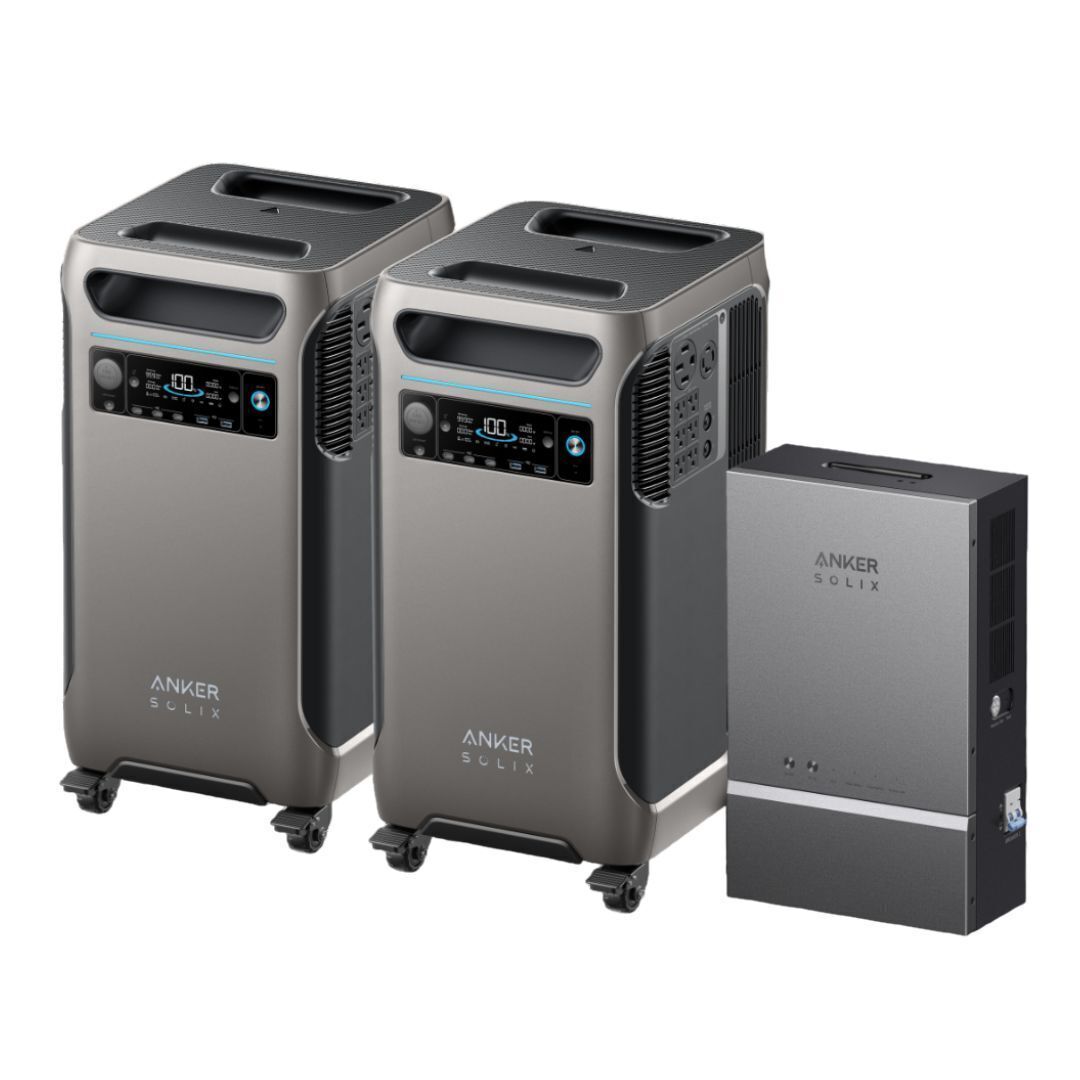 Anker SOLIX F3800 12kW 7.68kWh Dual Voltage Portable Power Generator (2-Pack) and Smart Home Power Kit