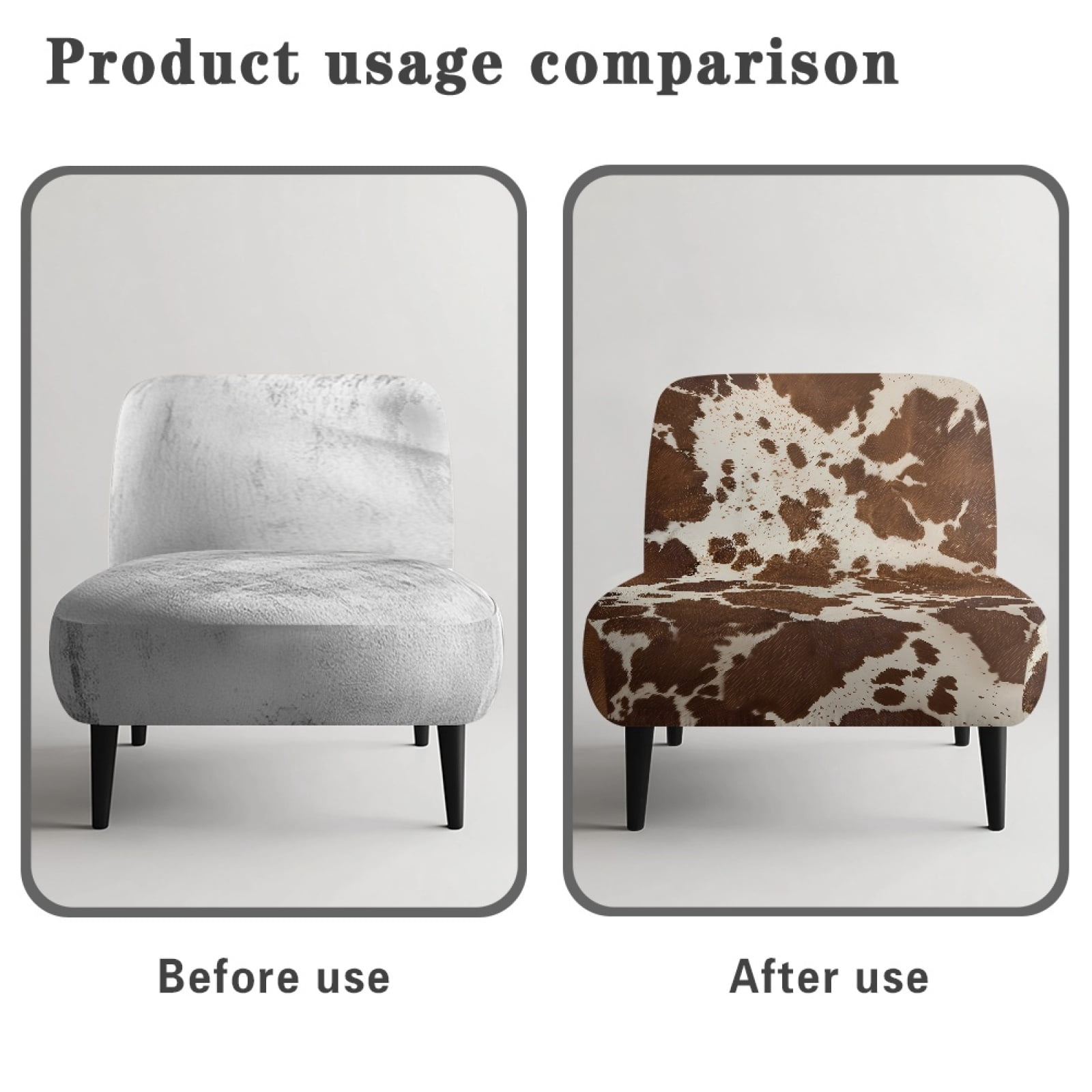 ZIATUBLES Armless Couch Slipcover Stretch Spandex Living Room Chair Covers without Arms Soft Machine Washable Armless Chair Furniture Protector Covers Modern Home Decor, Beige Brown Cow Print