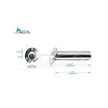 Marine City Heavy Duty 316 Stainless Steel Deluxe Rod Holders/Flush Mount Fishing Rod Pole Holders with Drain -30 Degree