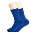 thumbnail image 3 of Solid Cotton Cushion Crew Socks for Women and Men Parliament Blue 3 Pairs Size 9-11, 3 of 9