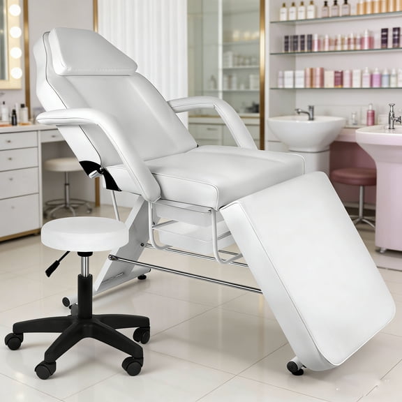 Adjustable Massage Table Facial Esthetician Bed with Rolling Stool, Professional Massage Bed, Multi-Purpose Black Lash Bed with Removable Arm for Tattoo Salon Client Care