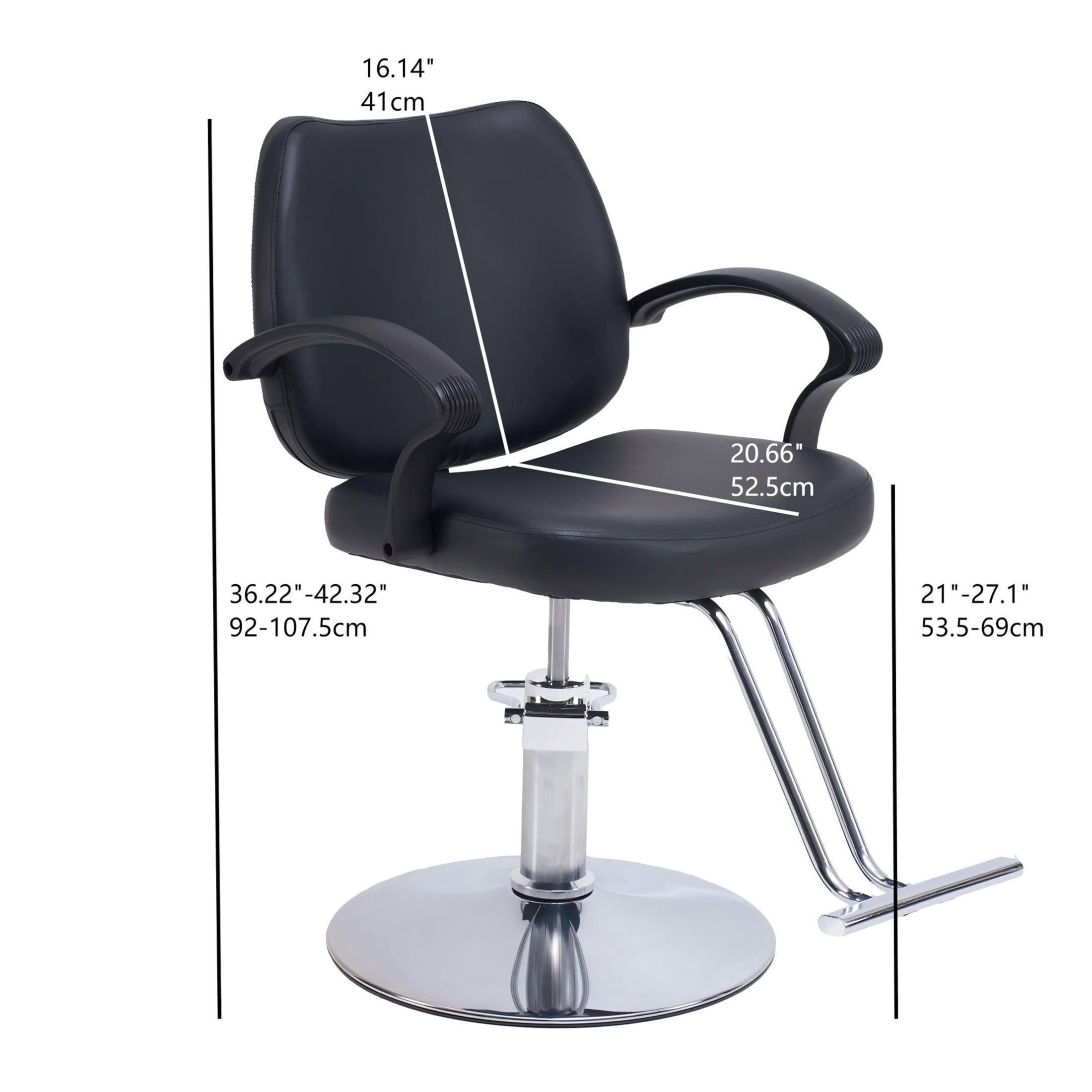 Noble House Hydraulic Barber Styling Chair, Adjustable Height, PU Upholstery, Black + Chrome