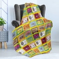 thumbnail image 4 of 70s Party Soft Flannel Fleece Throw Blanket, Music Tape Design Pattern Audio Cassette Oldschool Cool Record Analogue, Cozy Plush for Indoor and Outdoor Use, 50" x 70", Multicolor, by Ambesonne, 4 of 5