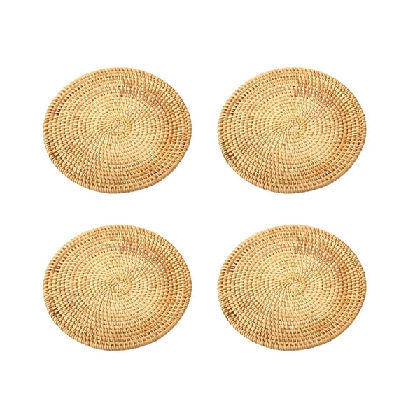 Binwennn Dessous d'Assiette pour Table à Manger 4 Pcs Dessous-de-Plat en Rotin pour Plats Chauds Coussinets Isolants Durables Support de Casserole pour Table Tapis Résistants à la Chaleur pour Cuisine