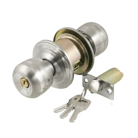 Home Silver Tone Stainless Steel Key Locking Locker Door Knob Lock ...