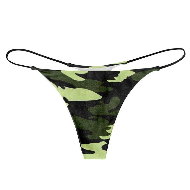 Sksloeg Sexy Underwear for Women Seamless Thongs for Women No Show Panties  Stretch Camouflage Print Underwear Sexy G-String Thongs Bottom,Camouflage S  