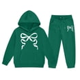 thumbnail image 2 of Angala 2 Piece Outfits For Girls Hooded Long Sleeve Bowknot Print Sweatshirt With Jogger Pants Set Girls Autumn Daily Wear Clothes, 2 of 3
