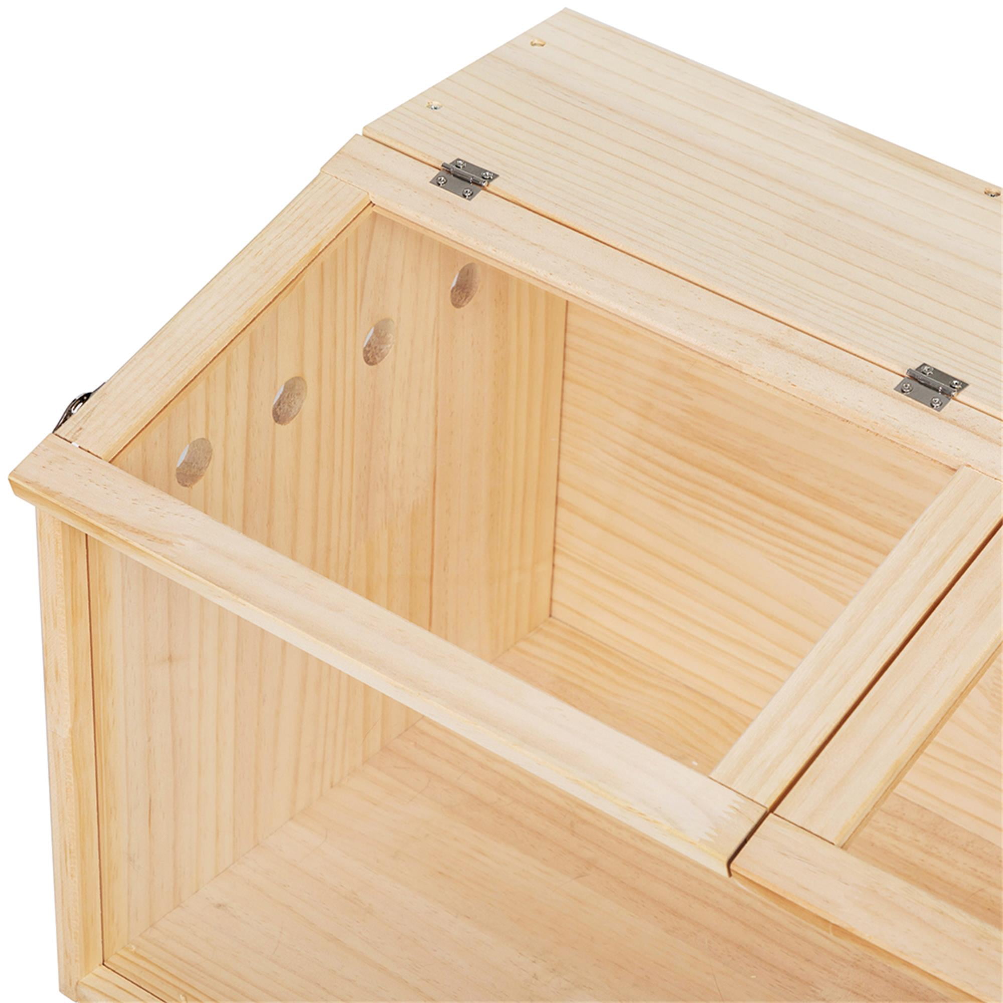 resenkos 31" Wood Hamster Cage for Indoor, Acrylic Hutch for Dwarf Hamster, Guinea Pig, Chinchilla, Beige