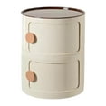 thumbnail image 5 of CoudarTitie Accent Center Round NightStand Decor Furniture Storage Cabinet Bedside Table End Beige 2Layers H40cm, 5 of 9