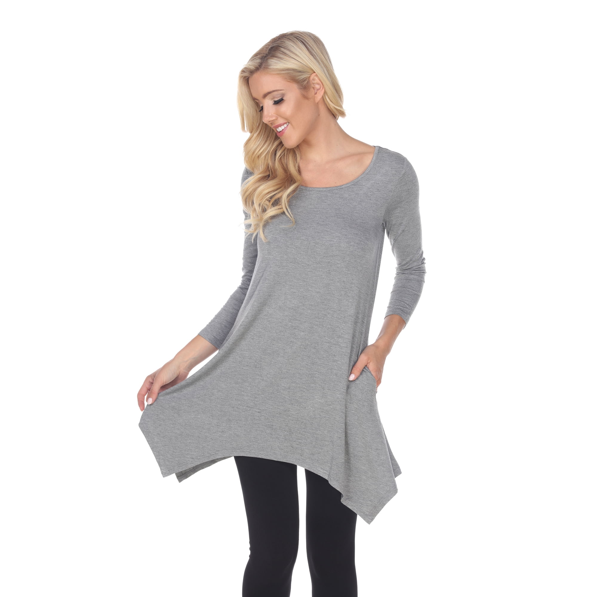 White Mark Women's Solid Color Tunic Top