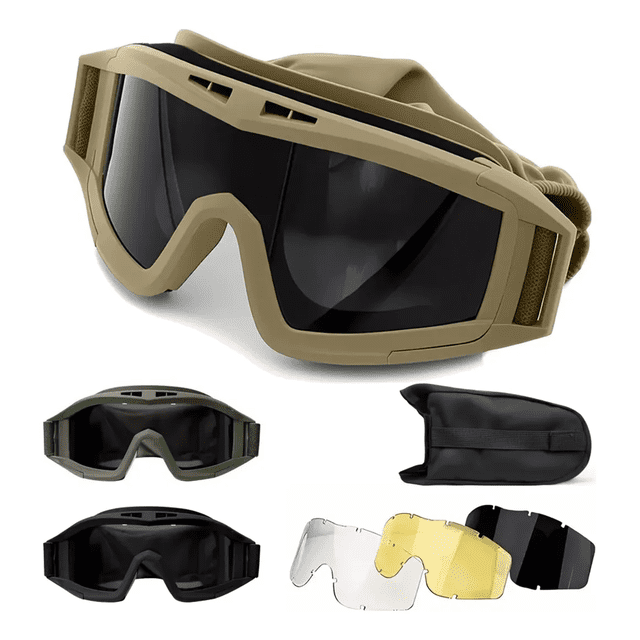 Lentes Tácticas Goggle Militares Careta Gafas Con 3lentes Xtellar cafe
