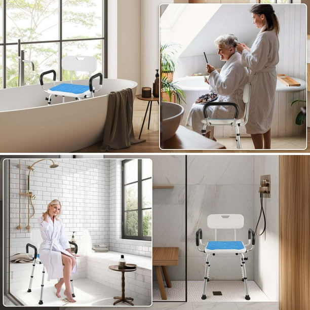 Naipo Bath Chair with Arms Medical Shower Seat Bariatric Bath Stool Safety Shower Bench with Reinforced Crossing bar for Elderly Adults Disabled Walmart Business Supplies