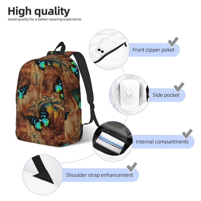 durable mini backpack canvas daypack Picia Vintage Butterfly Green Printed Canvas Daypack - Stylish and Durable  Vintage Compact Backpack - Class, Work, Travel, or Laptop Bookbag,Organized  Compartments-Small