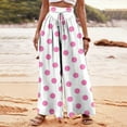 thumbnail image 2 of Annhoo Womens Palazzo Pants Polka Dots Casual Drawstring High Waisted Wide Leg Pants Baggy Vacation Lounge Trousers, 2 of 5